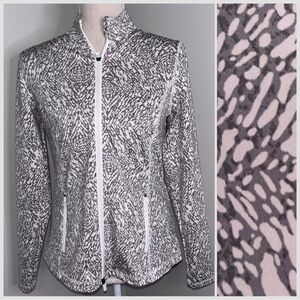J McLaughlin gray & pink animal print stretch performance jacket full zip Small